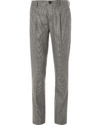 Мужские коричневые шерстяные классические брюки с узором "гусиные лапки" от Brunello Cucinelli
