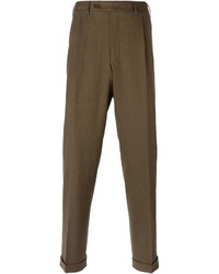 Мужские коричневые шерстяные классические брюки от Canali