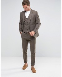 Мужские коричневые шерстяные классические брюки от Selected