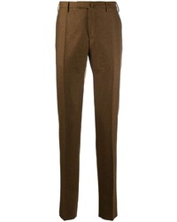 Мужские коричневые шерстяные классические брюки от Incotex