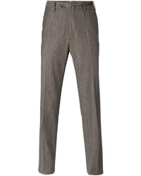 Мужские коричневые шерстяные классические брюки от Pt01