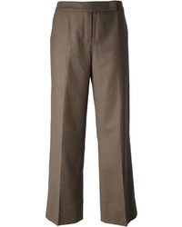 Коричневые шерстяные широкие брюки от Escada