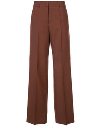 Коричневые шерстяные широкие брюки от Jil Sander