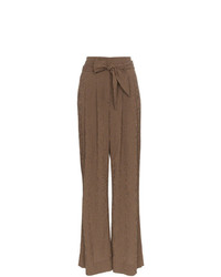 Коричневые шерстяные широкие брюки от Nanushka