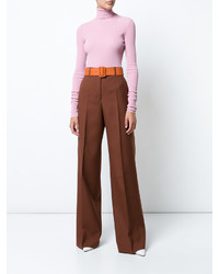 Коричневые шерстяные широкие брюки от Jil Sander