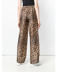 Коричневые широкие брюки с леопардовым принтом от P.A.R.O.S.H.