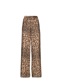 Коричневые широкие брюки с леопардовым принтом от P.A.R.O.S.H.