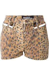 Женские коричневые шорты с леопардовым принтом от Jeremy Scott