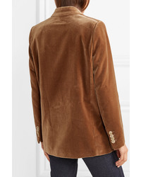 Женский коричневый бархатный двубортный пиджак от Acne Studios
