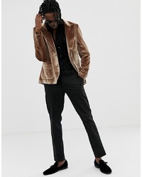 Мужской коричневый бархатный пиджак от ASOS DESIGN