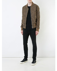 Мужской коричневый бомбер с леопардовым принтом от Amiri