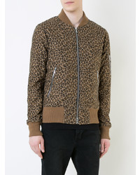 Мужской коричневый бомбер с леопардовым принтом от Amiri