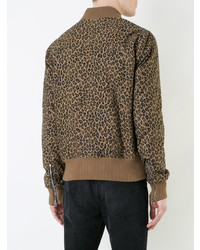 Мужской коричневый бомбер с леопардовым принтом от Amiri