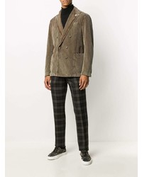 Мужской коричневый вельветовый двубортный пиджак от Lardini