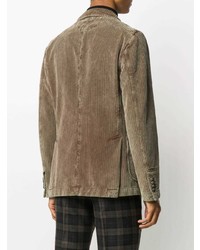 Мужской коричневый вельветовый двубортный пиджак от Lardini