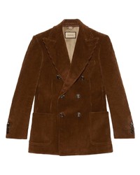 Мужской коричневый вельветовый двубортный пиджак от Gucci