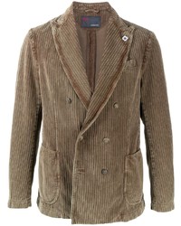 Мужской коричневый вельветовый двубортный пиджак от Lardini