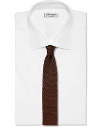 Мужской коричневый вязаный галстук