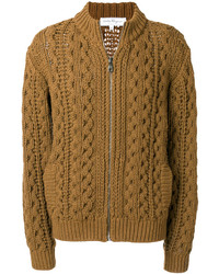 Мужской коричневый вязаный свитер на молнии от Salvatore Ferragamo