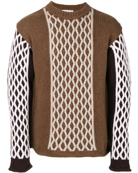Мужской коричневый вязаный свитер с круглым вырезом от J.W.Anderson