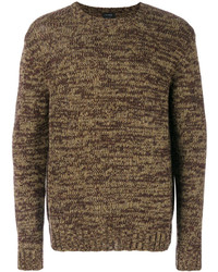 Мужской коричневый вязаный свитер с круглым вырезом от Jil Sander