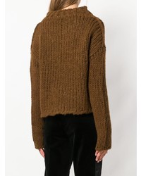 Женский коричневый вязаный свитер от Uma Wang