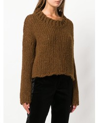 Женский коричневый вязаный свитер от Uma Wang