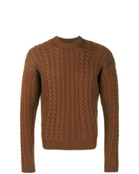 Мужской коричневый вязаный свитер от Prada