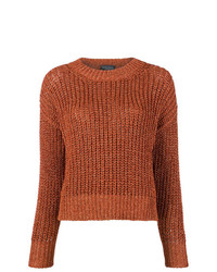 Женский коричневый вязаный свитер от Roberto Collina
