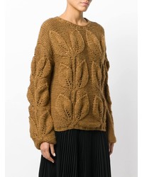 Женский коричневый вязаный свитер от Oneonone