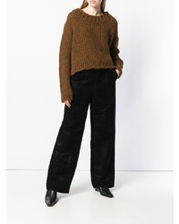 Коричневый вязаный свободный свитер от Uma Wang