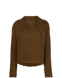 Коричневый вязаный свободный свитер от Uma Wang