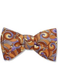 Коричневый галстук-бабочка с принтом