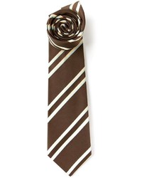 Мужской коричневый галстук в вертикальную полоску от Kiton