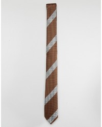 Мужской коричневый галстук в горизонтальную полоску от Asos