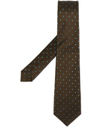 Мужской коричневый галстук в горошек от Kiton