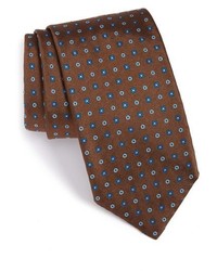 Коричневый галстук с геометрическим рисунком