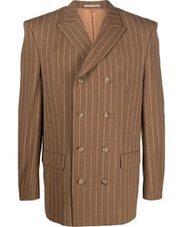 Мужской коричневый двубортный пиджак в вертикальную полоску от Filippa K