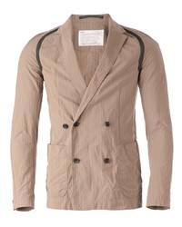 Мужской коричневый двубортный пиджак в вертикальную полоску от Kolor