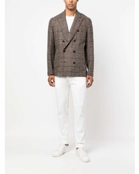 Мужской коричневый двубортный пиджак в клетку от Lardini