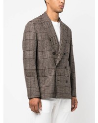 Мужской коричневый двубортный пиджак в клетку от Lardini