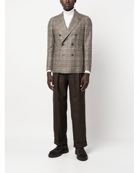 Мужской коричневый двубортный пиджак в клетку от Tagliatore
