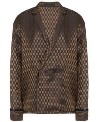 Мужской коричневый двубортный пиджак в клетку от Haider Ackermann