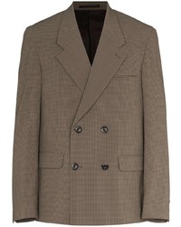 Мужской коричневый двубортный пиджак в клетку от Nanushka