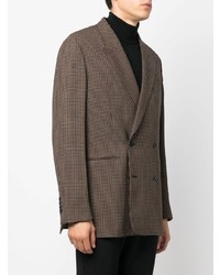 Мужской коричневый двубортный пиджак в мелкую клетку от Paul Smith