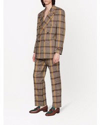Мужской коричневый двубортный пиджак в шотландскую клетку от Gucci