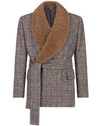 Мужской коричневый двубортный пиджак в шотландскую клетку от Dolce & Gabbana