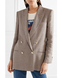 Женский коричневый двубортный пиджак в шотландскую клетку от Gucci