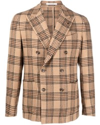 Мужской коричневый двубортный пиджак в шотландскую клетку от Tagliatore
