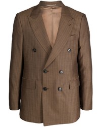 Мужской коричневый двубортный пиджак с принтом от PT TORINO